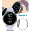 imageGarmin Venu 4 45mm AMOLED Advanced Health ampamp Fitness GPS Smartwatch Bright ampamp Colorful Display Builtin Flashlight Up to 12 Days Silver wSilver Gray Silicone Band wWearable4U Black Earbuds BundleSilverPeriwinkle
