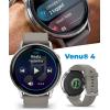 imageGarmin Venu 4 45mm AMOLED Advanced Health ampamp Fitness GPS Smartwatch Bright ampamp Colorful Display Builtin Flashlight Up to 12 Days Silver wSilver Gray Silicone Band wWearable4U Black Earbuds BundleSilverGray