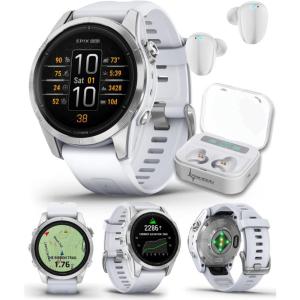 imageWearable4U  Garmin Epix Pro Gen 2 Sapphire Titanium 51 mm SmartwatchAMOLED Up to 31 Days Battery Life Multisport ampamp Outdoor GPS Watch wFlashlights ampamp Gift BundleSilverWhitestone Wht EarBuds