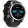 imageGarmin Fenix E  47 mm AMOLED Premium Multisport GPS Smartwatch LongLasting Battery Life Stainless Steel with Black Silicone Band with Wearable4U Black Earbuds Bundle