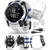imageWearable4U Garmin Instinct E 45mm Rugged Outdoor GPS Smartwatch 247 Health Monitoring WristBased Heart Rate Up to 16 Days of Battery Life Black with Charcoal Band BundleWhitestoneBlue
