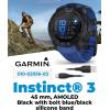 imageWearable4U Garmin Instinct E 45mm Rugged Outdoor GPS Smartwatch 247 Health Monitoring WristBased Heart Rate Up to 16 Days of Battery Life Black with Charcoal Band BundleBolt BlueBlack