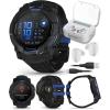 imageWearable4U Garmin Instinct E 45mm Rugged Outdoor GPS Smartwatch 247 Health Monitoring WristBased Heart Rate Up to 16 Days of Battery Life Black with Charcoal Band BundleBlackBolt Blue