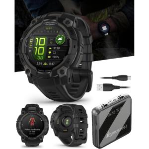 imageWearable4U Garmin Instinct E 45mm Rugged Outdoor GPS Smartwatch 247 Health Monitoring WristBased Heart Rate Up to 16 Days of Battery Life Black with Charcoal Band BundleBlack