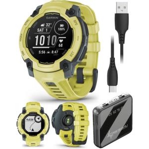 imageWearable4U Garmin Instinct E 45mm Rugged Outdoor GPS Smartwatch 247 Health Monitoring WristBased Heart Rate Up to 16 Days of Battery Life Black with Charcoal Band BundleElectric Lime