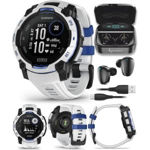 imageWearable4U Garmin Instinct E 45mm Rugged Outdoor GPS Smartwatch 247 Health Monitoring WristBased Heart Rate Up to 16 Days of Battery Life Black with Charcoal Band BundleWhitestoneBlue