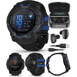imageWearable4U Garmin Instinct E 45mm Rugged Outdoor GPS Smartwatch 247 Health Monitoring WristBased Heart Rate Up to 16 Days of Battery Life Black with Charcoal Band BundleBlackBolt Blue
