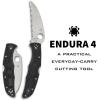 imageSpyderco Endura Flat Lightweight Folding Knife  Black FRN Handle with SpyderEdge FullFlat Grind VG10 Steel Wharncliffe Blade  C10FSWCBK